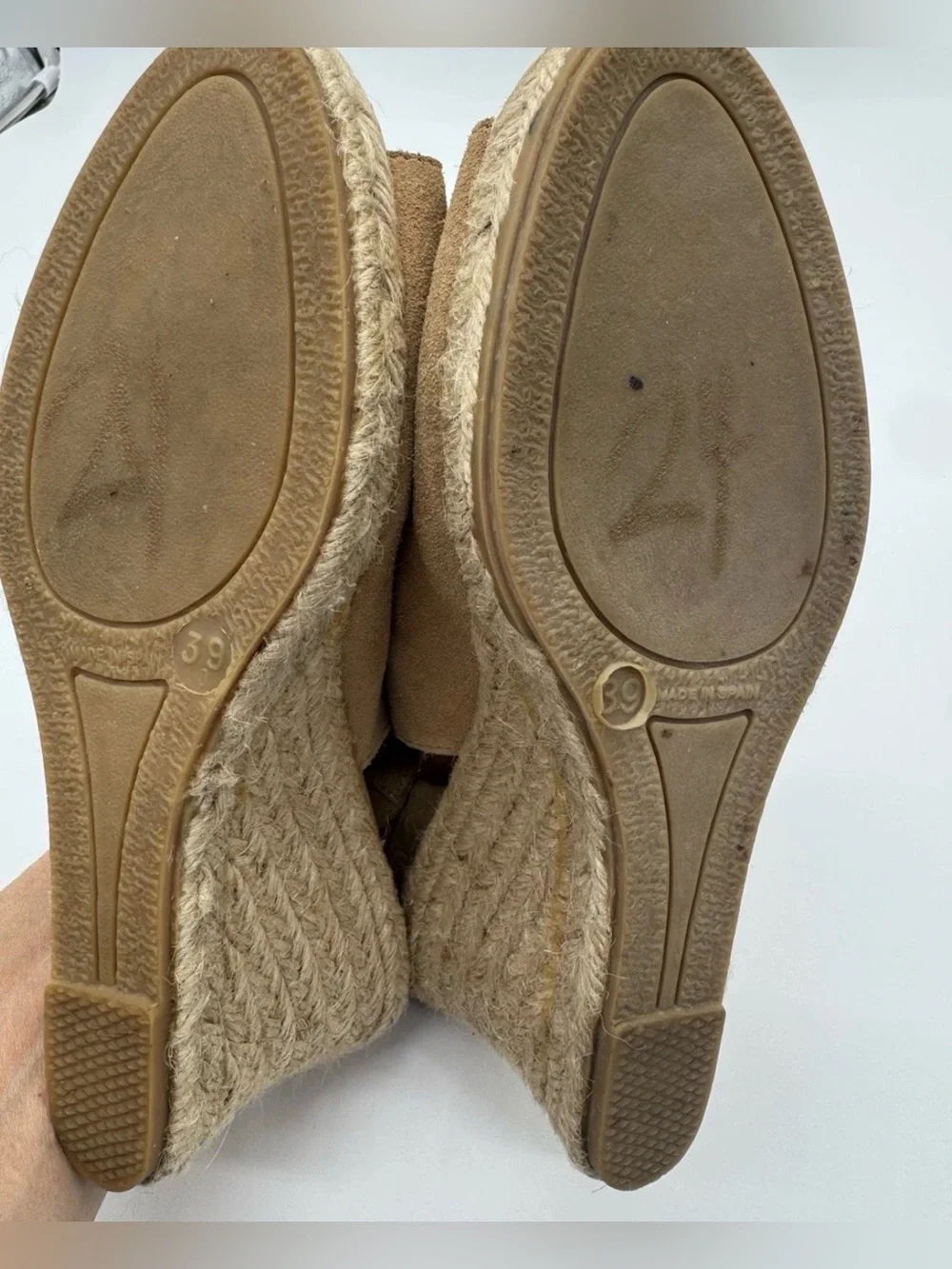 Patricia Green Tan Suede Espadrille Wedge Slingback Sandals 39